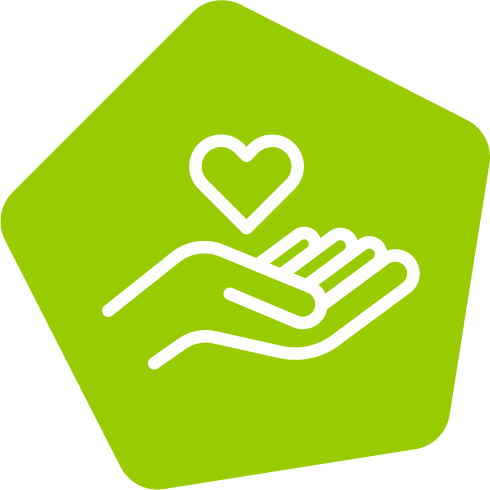 Hand icon with a heart in palm