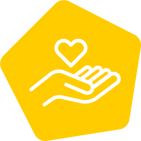 Hand icon with a heart in palm