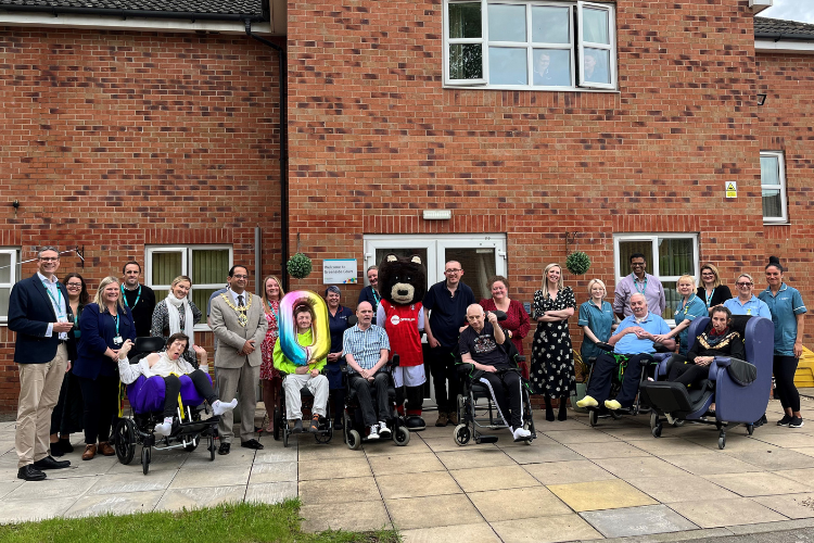 Residents, families and colleagues stood outside Greenside Court care home