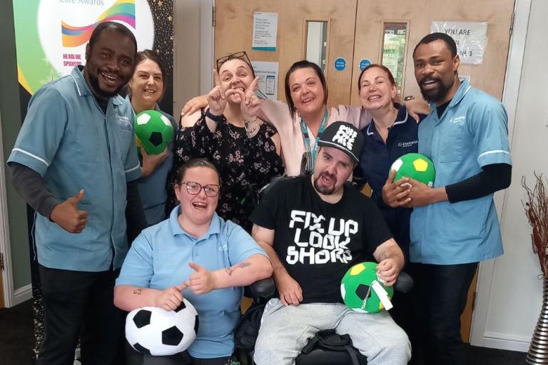 Care home residents and colleagues make a football team